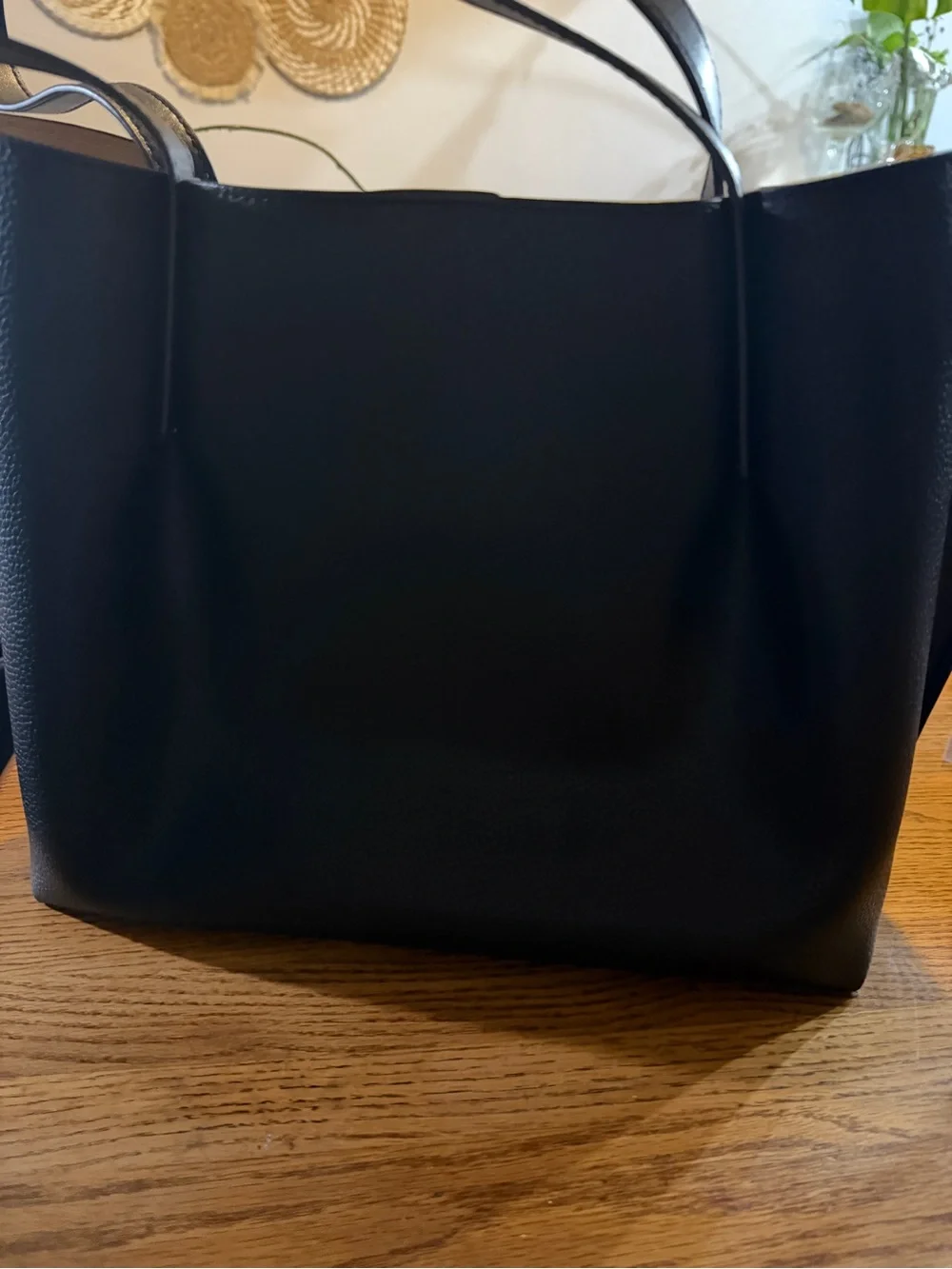 Michael Kors Black and Cream Pebbled Leather Tote with Belt Accent - Picture 2 of 5